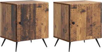 vidaXL Armario De Noche 2 Uds. Madera Envejecida 43 X 34,5 X 50 Cm Vidaxl
