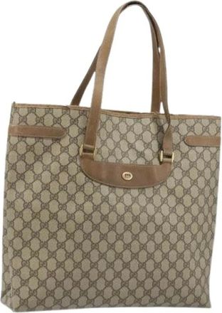 Gucci Pre-owned Tote Bags, female, Beige, Size: ONE SIZE Pre-owned Vintage GG Canvas Tote