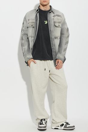 Off-white T-shirt With Print, Mens, Black