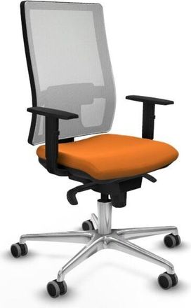 Piqueras y Crespo Piqueras Y Crespo - Horna sincro malla blanca similpiel naranja brazos 1D base aluminio ruedas 65mm engomadas