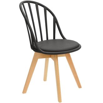 OEM Silla Sirena, Coj&iacute;n De Cuero Pu, Negro, Patas De Haya