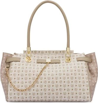 Pollini Bicolore tas met dubbele handgreep - Dames - Tassen - Beige - Maat: ONE Size Leer