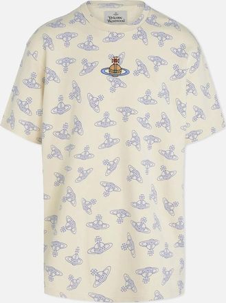 Vivienne Westwood Mens Mens Vivienne Westwood Beige All Over Orb Oversized T-Shirt - Cream - Size: 34