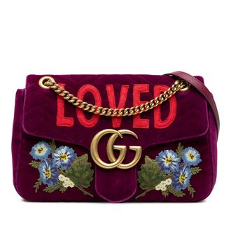 Gucci Pre-owned Gucci Large GG Marmont Embroidered Matelasse Velvet Loved Flap Crossbody Ladies X4VFS75NESUAJPU7
