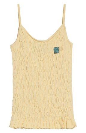 Conner Ives The Shirred Knit Cotton & Cashmere Camisole in Lemon at Nordstrom, Size X-Small