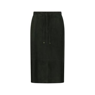 Max Mara Gazza Leather Skirt - female - Max Mara - Leather Skirts - Green - 2XS - Skirts