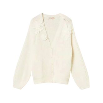 Twinset Cardigan con fiori crochet - Knitwear - Mujer - Blanco - XS
