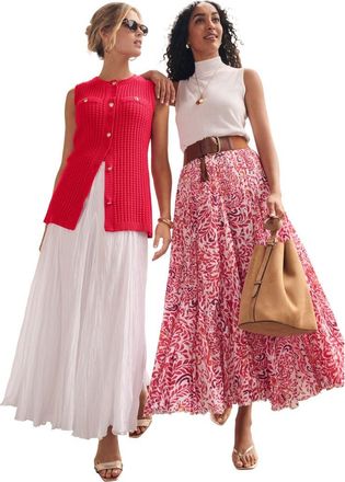 Jessica London Flowing Crinkled Maxi Skirt in Pink Burst Painted Scroll at Nordstrom, Size 32