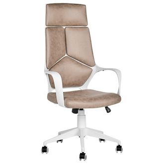 Beliani Silla De Oficina De Ante Sint&eacute;tico Giratoria Con Altura Ajustable Reclinable Espuma Moldeada Por Inyecci&oacute;n Beige Arena Delight