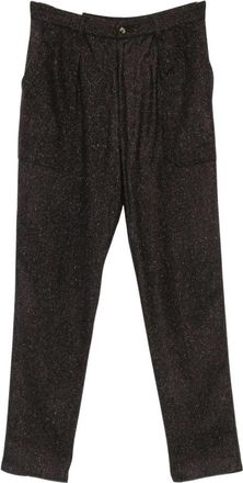 Eleventy Gevlekte Broek - Heren - Nette broeken - Bruin - W33 - Wol - Broeken