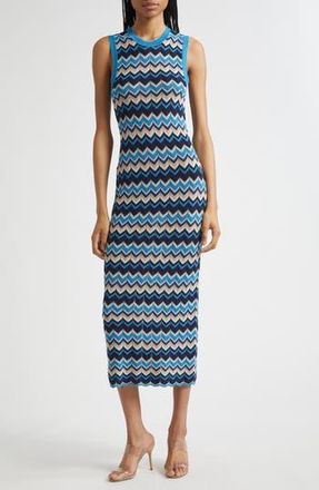 Ramy Brook Declan Metallic Chevron Stripe Cotton Blend Sweater Dress in Spring Navy Chevron at Nordstrom Rack, Size Medium