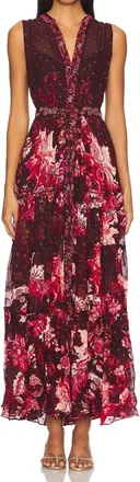 Hemant & Nandita Long Dress With Belt In Red