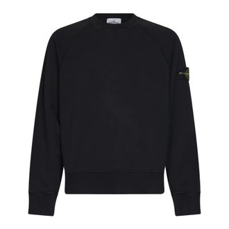 Stone Island Garment-Dyed Crewneck Sweatshirt - Heren - Sweatshirts - Zwart - L - Katoen - Hoodies & sweatvesten