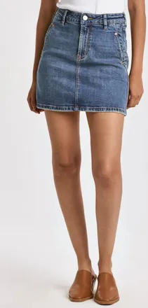 Dear John Denim Quincy Classic Dark Denim Skirt In Blue
