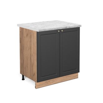 Vicco Armario Bajo Para Fregadero Fame-line, Antracita-oro, 80 Cm, Et M&aacute;rmol, Vicco
