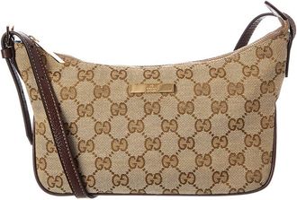 Gucci Lady Lunetta Small Gg Canvas & Leather Shoulder Bag
