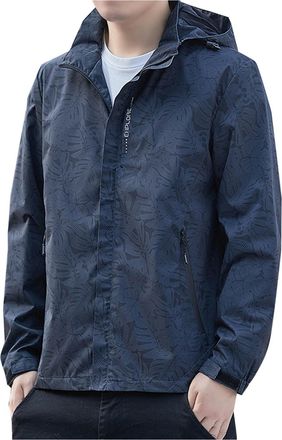 Generic Mens Lightweight Waterproof Jackets with Detachable Hood Windproof Rain Shell Jacket Smart Casual Hooded Raincoat Spring Autumn Outdoor Coats for Golf