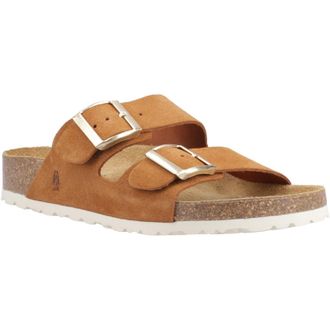 Hush Puppies Brixley Muil Su&egrave;de Dames Tan Standaard Sandalen