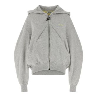 The Attico Double Fleece Hoodie - Dames - Vesten met rits - Grijs - 2XS - Katoen - Hoodies & sweatvesten