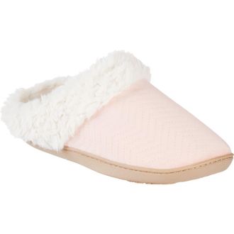 Isotoner Louise Chevron Quilted Faux Shearling Lined Slipper in Evening Sand at Nordstrom Rack, Size Medium