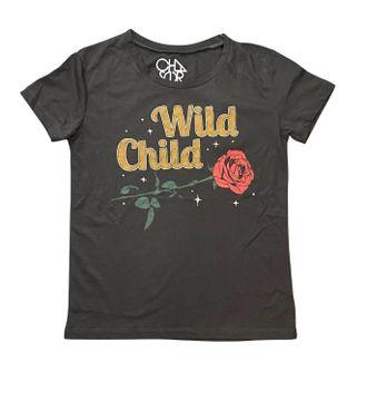 Chaser Womens Wild Child Short Sleeve Graphic Tee In Black