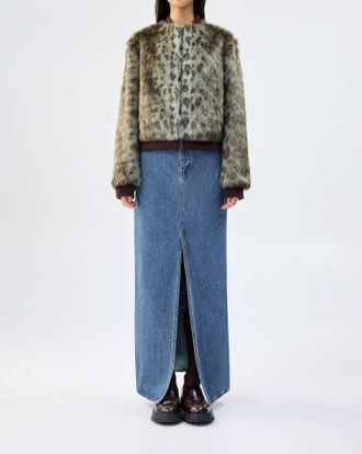 Unreal Fur Foliage Jacket In Green Leopard
