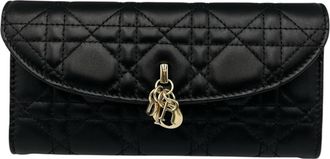 Dior Black Leather Long Wallet (Bi-Fold) (Pre-Owned)