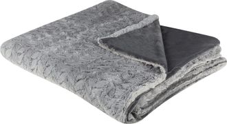 Beliani Manta De Poli&eacute;ster Gris Claro 200 X 220 Cm Colcha Pelo Suave Accesorio Saraswati