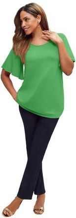 Jessica London Stretch Knit Flutter Sleeve Tunic in Grass at Nordstrom, Size Medium
