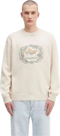 Dr&ocirc;le de Monsieur Round-neck Truien - Heren - Ronde hals truien - Beige - XL - Truien & Vesten