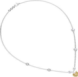 Diamond2Deal 14k White Gold 3 Ct Heart Shape Lab Grown Diamond Station Pendant Necklace 18 VS1
