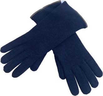 Restelli Guanti Cashmere Dubbele Handschoenen Blauw/Tortora Itali&euml; - Dames - Handschoenen - Blauw - 7 IN - Kasjmier - Accessoires