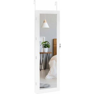 Costway Costway - Armadio portagioielli a led con chiusura, fissare al muro o appendere alla porta, organizer trucchi e gioielli, specchio a figura intera