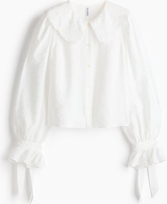 H&M Bluse mit Broderie Anglaise - White