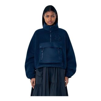 Cecilie Bahnsen Zip-throughs, female, Blue, Size: 2XS Bastian High-Neck Fleece Pullover