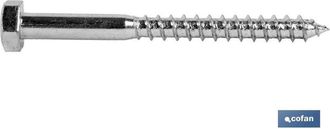 cofan Din-571 C-6 M-7 X 35 Z Caja 200 Unid., Tornillo Tirafondos Din-571 Zincado, Cabeza Hexagonal. Medidas Desde M-5 Hasta M-20 - Cofan