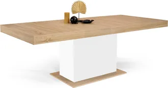 IDMarket Tavolo Da Pranzo Rettangolare Allungabile Eden 6-10 Persone In Legno E Bianco 160-200 Cm