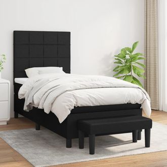 vidaXL Vidaxl - Cama Box Spring Con Colch&oacute;n Tela Negro 90x200 Cm