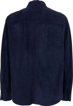 Giorgio Armani Mens Jacket Blue Suede Lamb Leather Coat