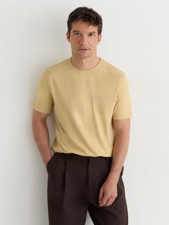 Reiss Golden Yellow Cotton Crew-neck Tailored-fit T-shirt, Xxl