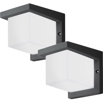 Loops 2 PACK IP54 Outdoor Wall Light Anthracite Cast Aluminium 10W LED Lamp