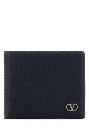 Valentino Garavani Midnight Blue Leather V Logo Signature Wallet
