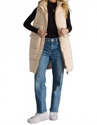 Panache Elle Long Puffer Vest In Cream