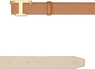 Tod's Logo-Buckle Reversible Calf Leather Belt - Brown