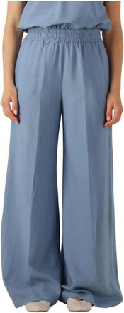 Access Fashion Lichtblauwe Wijde Pijpen Broek - Dames - Wijde Broeken - Blauw - L - Polyester - Broeken