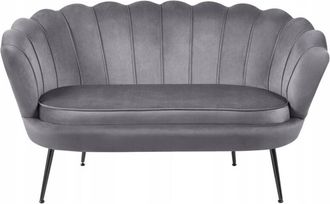 OEM Sof&aacute; De Sal&oacute;n De 2 Plazas Art D&eacute;co Furnitex, Terciopelo Gris, Tapizado