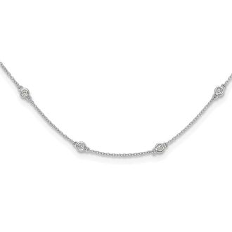 Diamond2Deal 14k Gold 1/2 Ct Lab Grown Diamond Twenty Station Necklace 20 Clarity VS, Color D-E