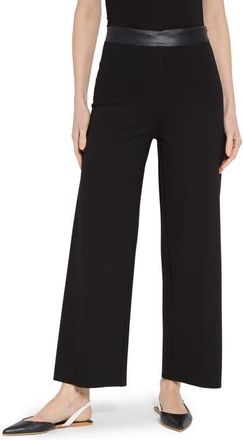 Lyss&eacute; Denver Faux Leather Waist Ponte Wide Leg Pants in Black at Nordstrom, Size X-Small