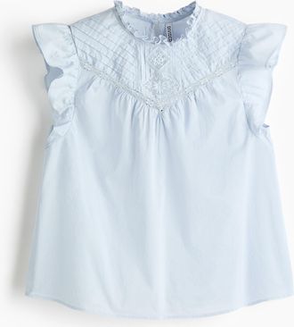 H&M Baumwolltop mit Biesenfalten - Hellblau