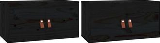 vidaXL Wall Cabinets 2 pcs Black 60x30x30 cm Solid Wood Pine Vidaxl